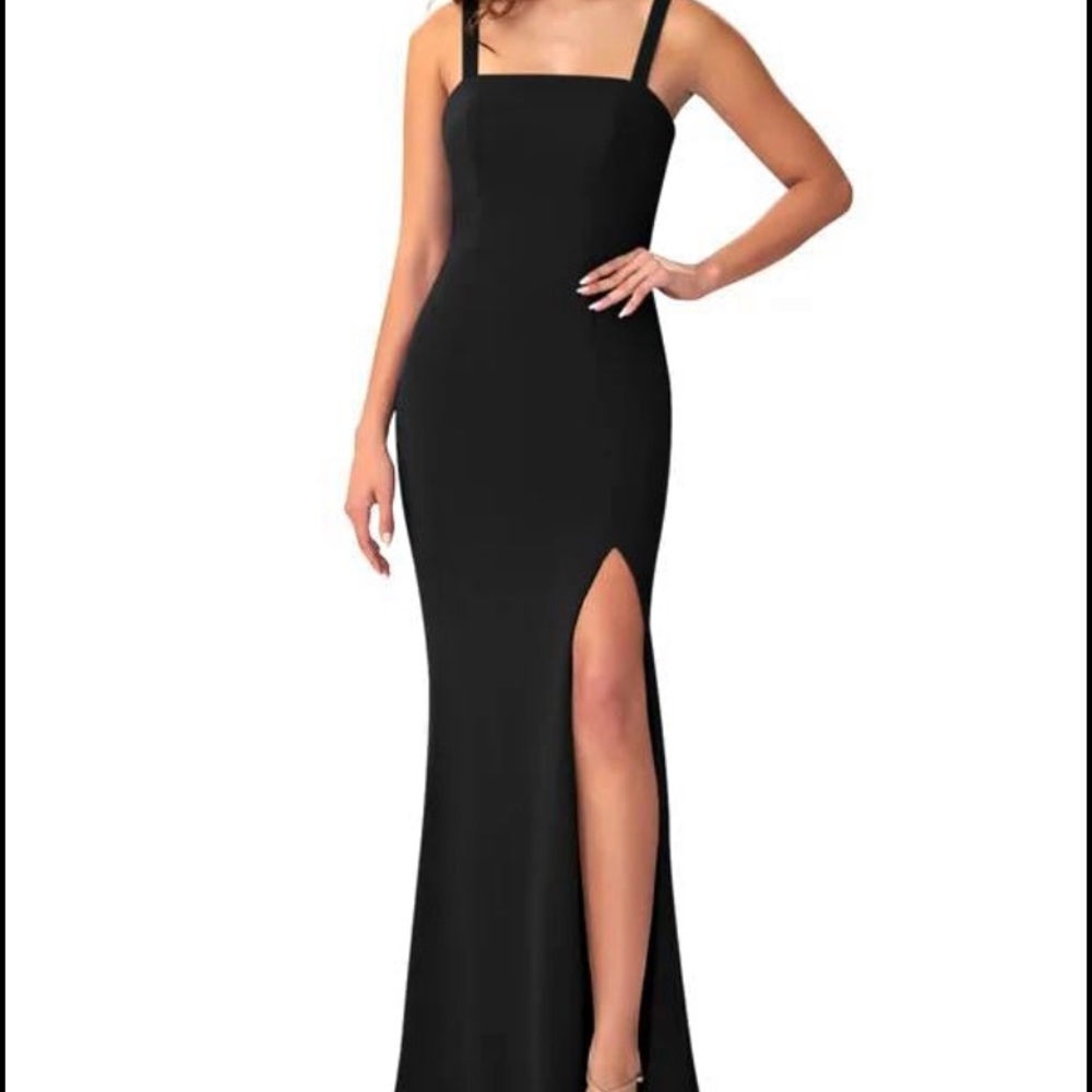 Azazie size 4 giannetta black crepe gown - worn once, perfect condition